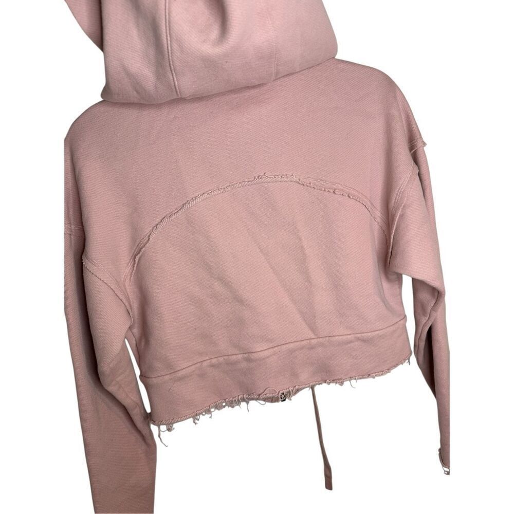 Alo Yoga Pink Full Zip Hoodie Raw Hem Cropped Size Small - Picture 4 of 6